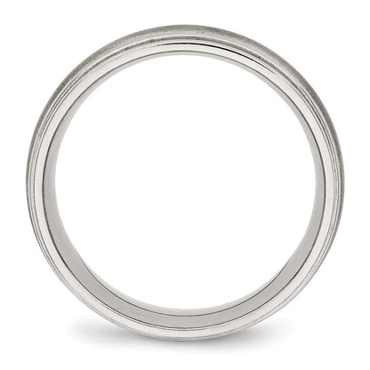Edelstahl Poliert Gebürstet Mittig 7mm Ridged Kante Ring