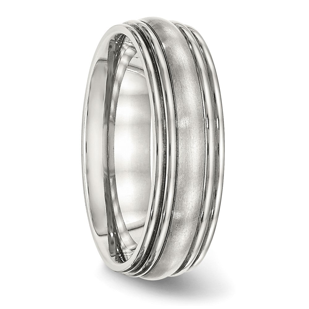 Edelstahl Poliert Gebürstet Mittig 7mm Ridged Kante Ring