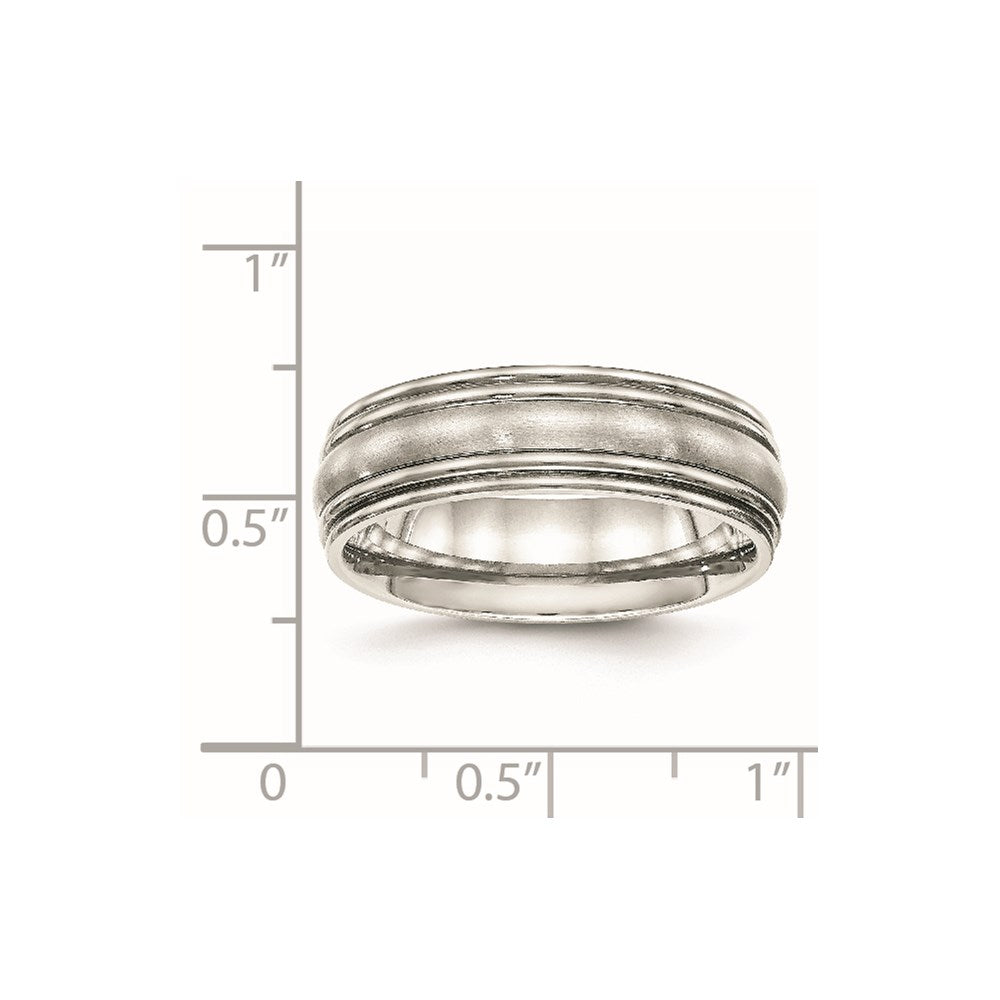 Edelstahl Poliert Gebürstet Mittig 7mm Ridged Kante Ring