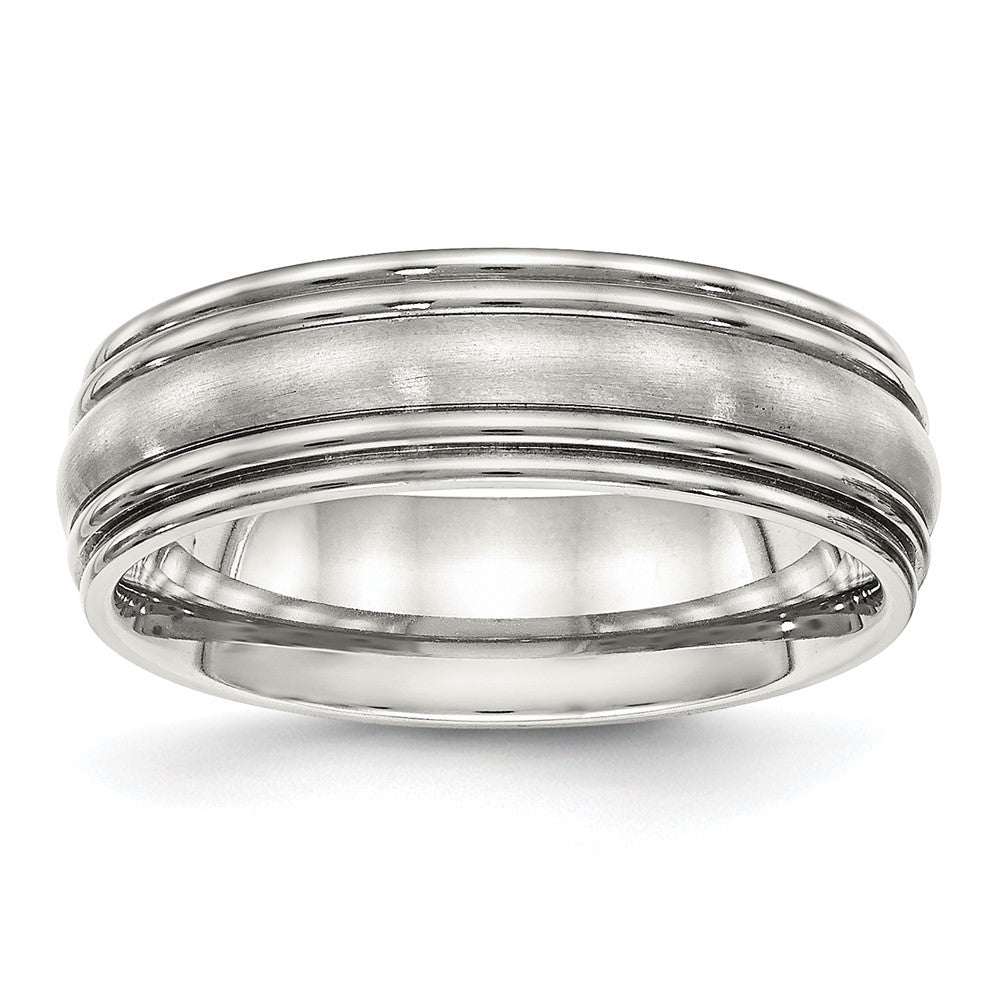 Edelstahl Poliert Gebürstet Mittig 7mm Ridged Kante Ring
