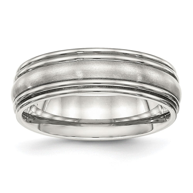 Edelstahl Poliert Gebürstet Mittig 7mm Ridged Kante Ring