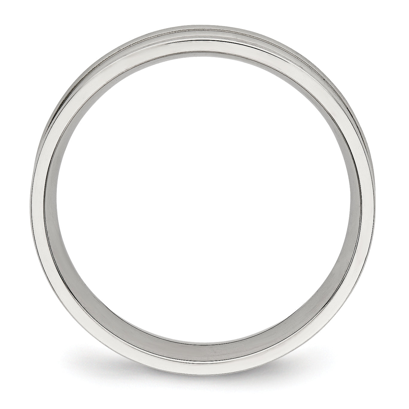 Edelstahl Poliert Ridged 5mm Ring