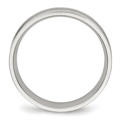 Edelstahl Poliert Ridged 5mm Ring