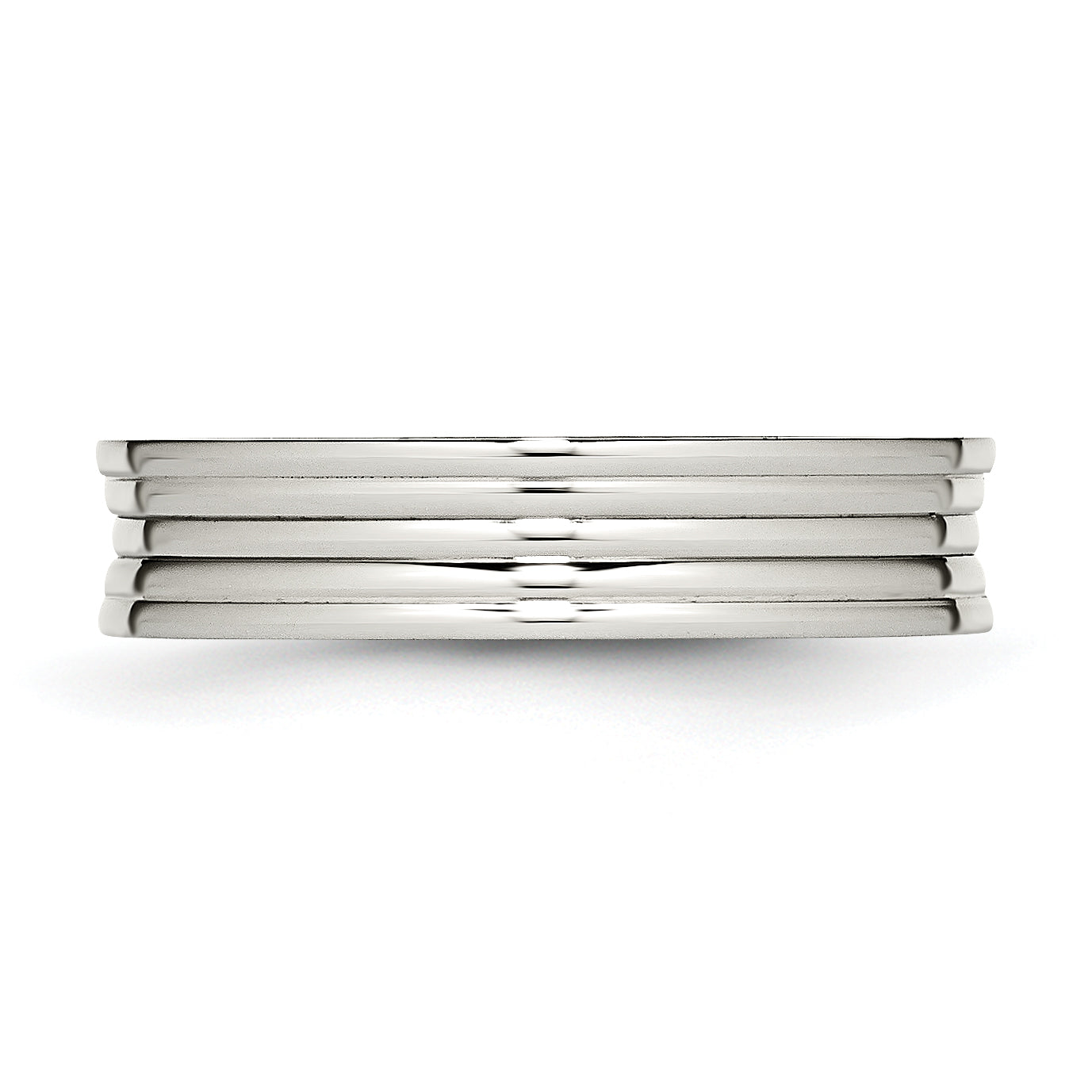 Edelstahl Poliert Ridged 5mm Ring