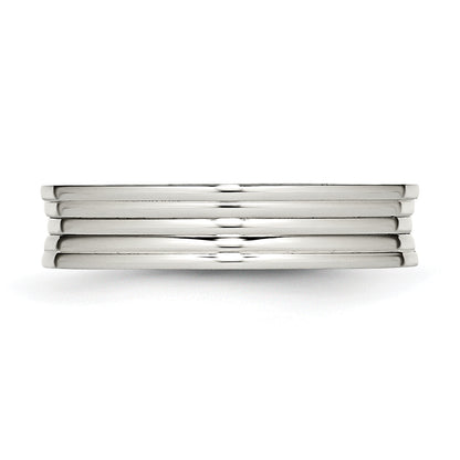 Edelstahl Poliert Ridged 5mm Ring