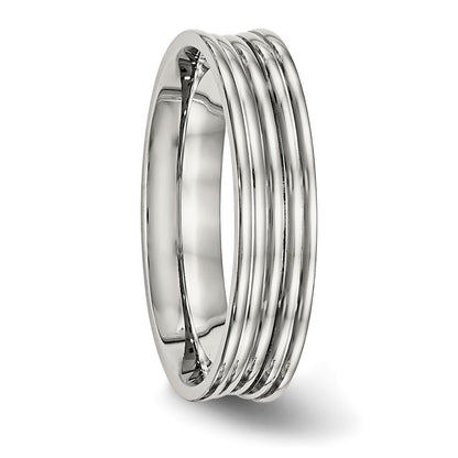 Edelstahl Poliert Ridged 5mm Ring