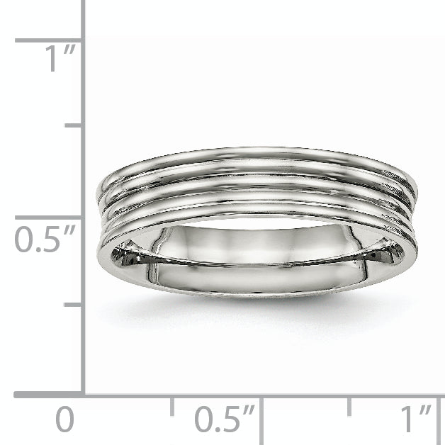Edelstahl Poliert Ridged 5mm Ring