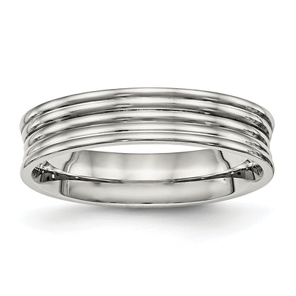 Edelstahl Poliert Ridged 5mm Ring