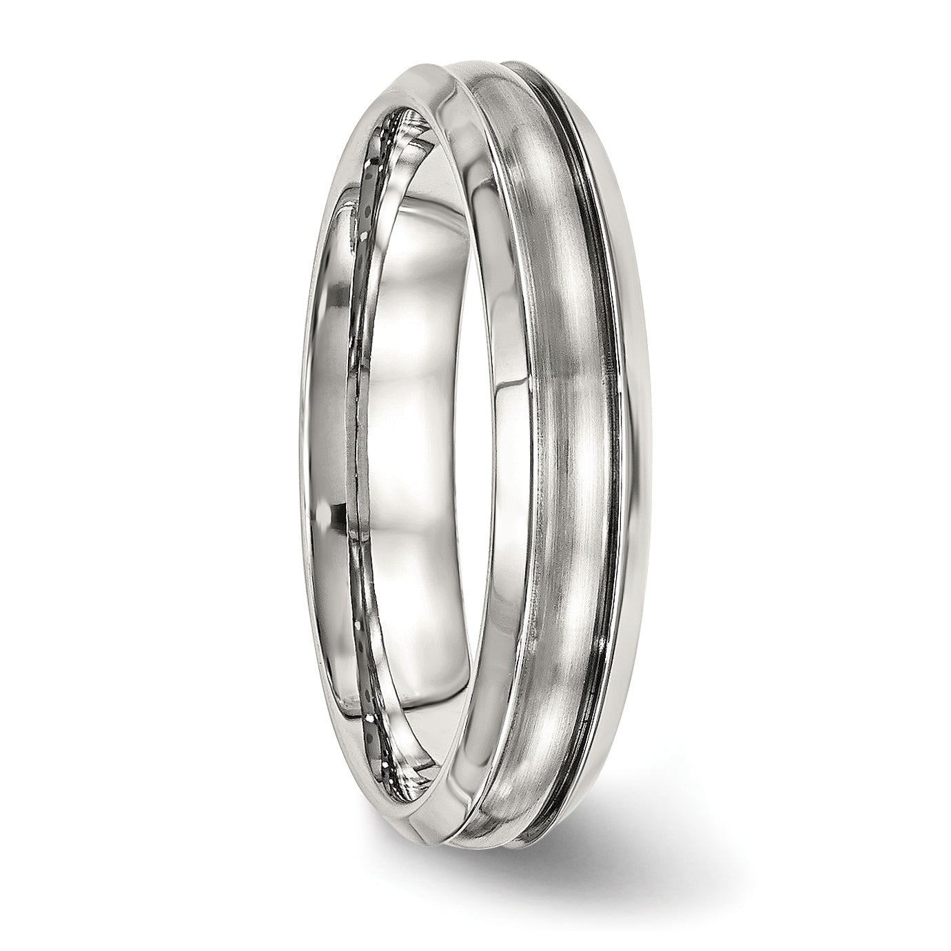 Edelstahl Poliert Gebürstet Mittig Ridged 5mm Ring