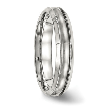 Edelstahl Poliert Gebürstet Mittig Ridged 5mm Ring