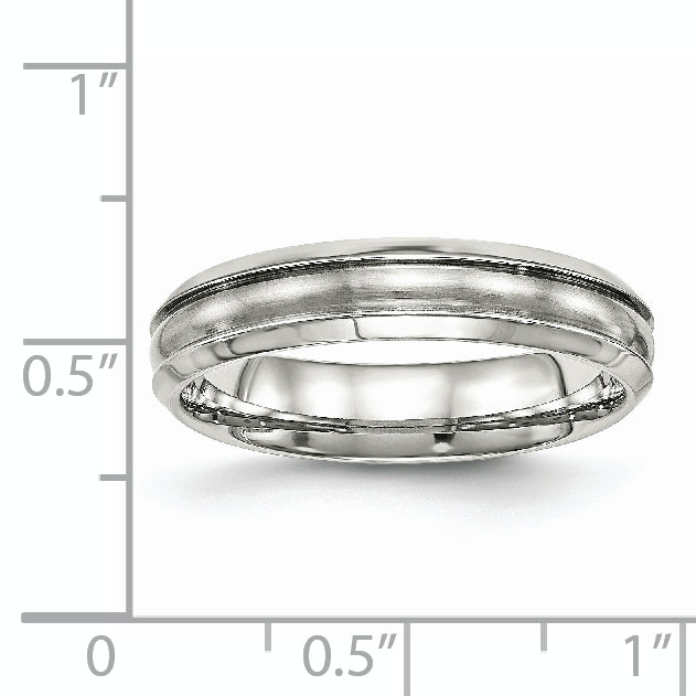 Edelstahl Poliert Gebürstet Mittig Ridged 5mm Ring