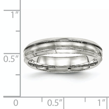 Edelstahl Poliert Gebürstet Mittig Ridged 5mm Ring