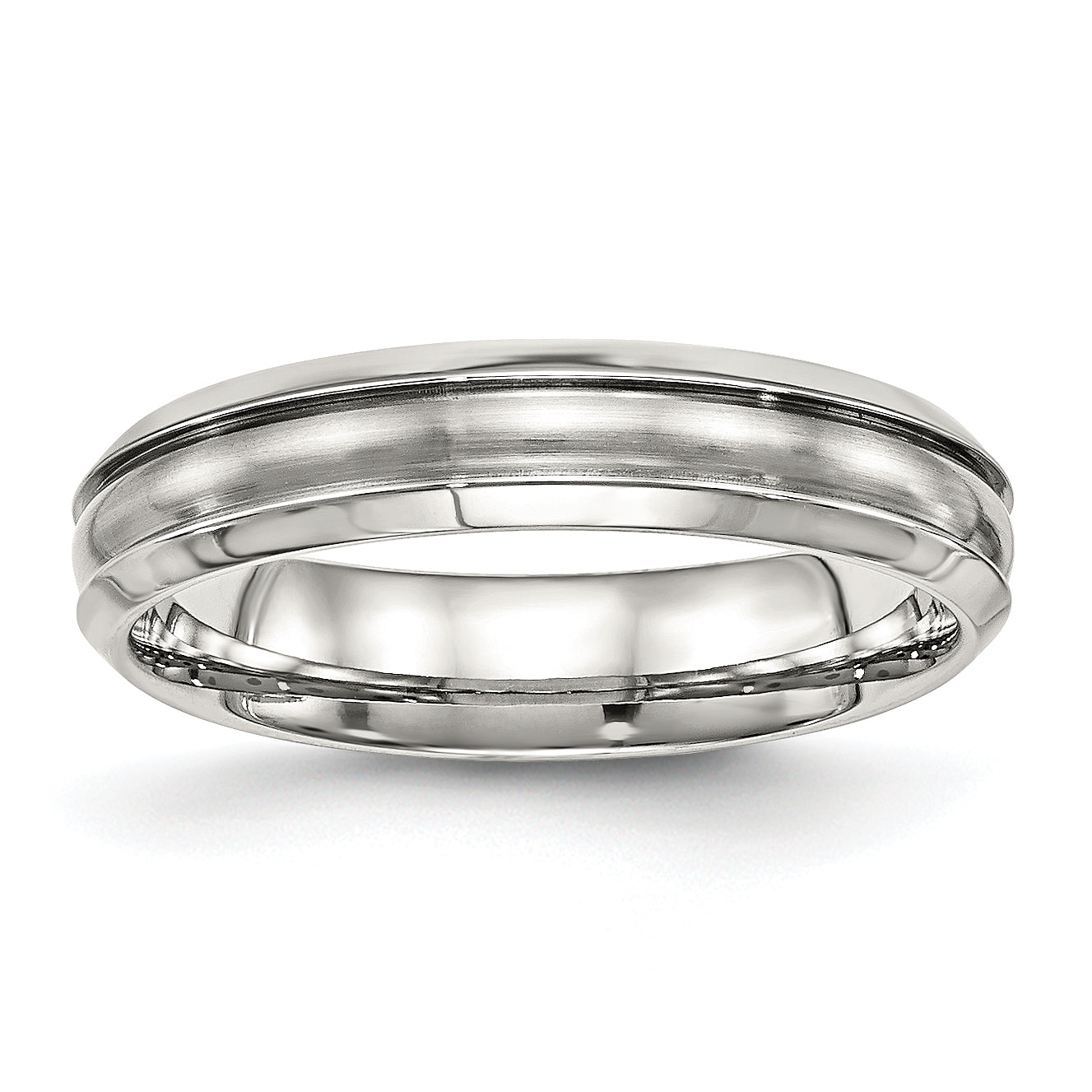 Edelstahl Poliert Gebürstet Mittig Ridged 5mm Ring
