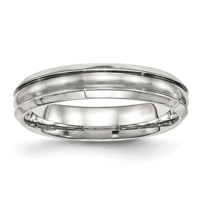 Edelstahl Poliert Gebürstet Mittig Ridged 5mm Ring