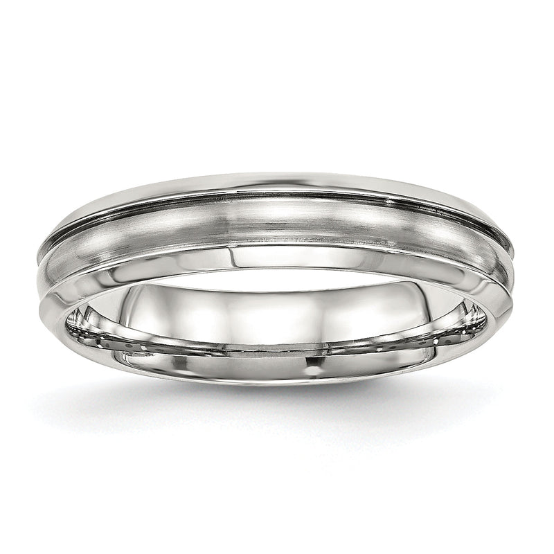 Edelstahl Poliert Gebürstet Mittig Ridged 5mm Ring