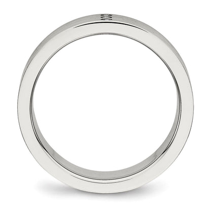 Edelstahl Gebürstet Zirkonia 6mm Gerillt Ring