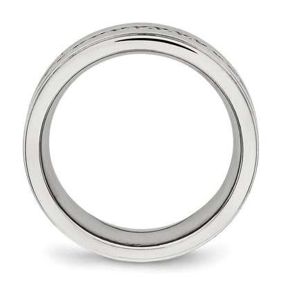Edelstahl Gebürstet und Poliert Gedreht 7mm Ring