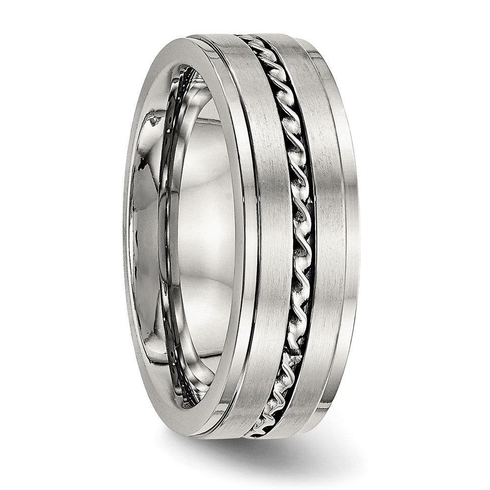 Edelstahl Gebürstet und Poliert Gedreht 7mm Ring