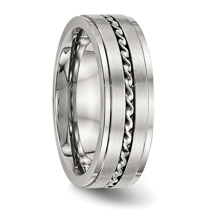 Edelstahl Gebürstet und Poliert Gedreht 7mm Ring