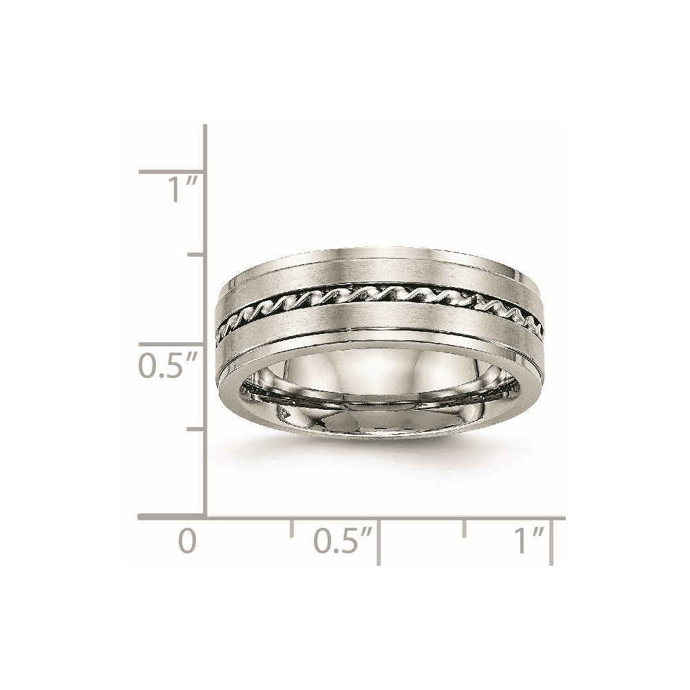 Edelstahl Gebürstet und Poliert Gedreht 7mm Ring