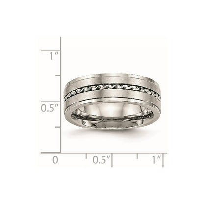 Edelstahl Gebürstet und Poliert Gedreht 7mm Ring