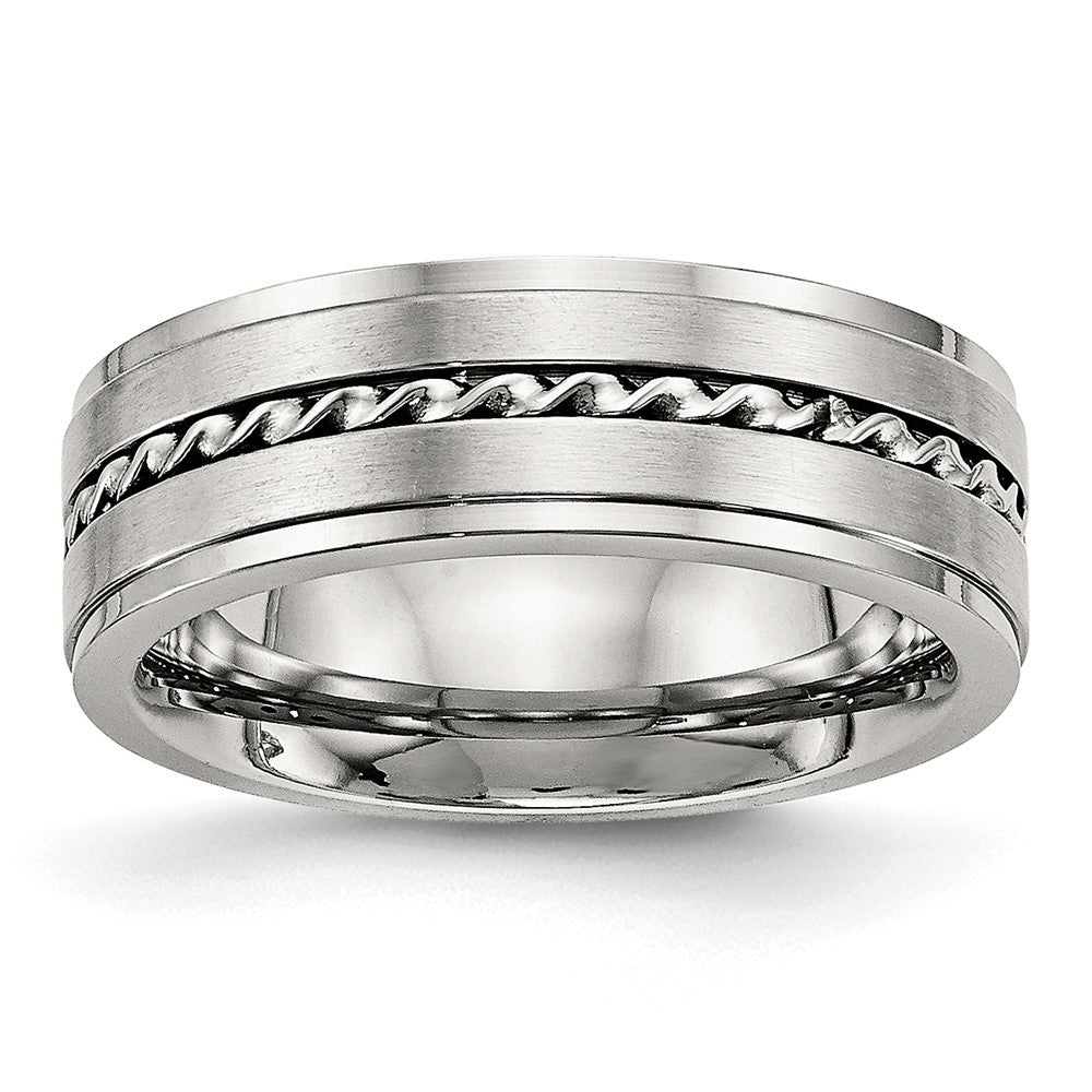 Edelstahl Gebürstet und Poliert Gedreht 7mm Ring
