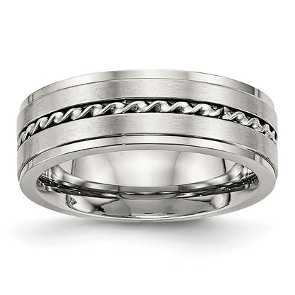 Edelstahl Gebürstet und Poliert Gedreht 7mm Ring
