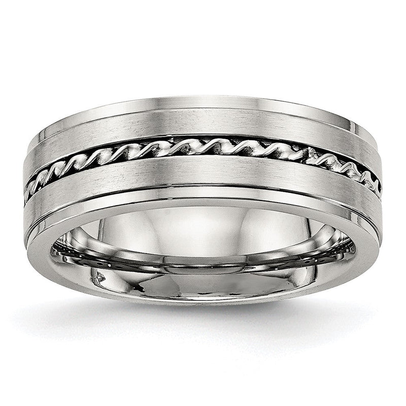 Edelstahl Gebürstet und Poliert Gedreht 7mm Ring