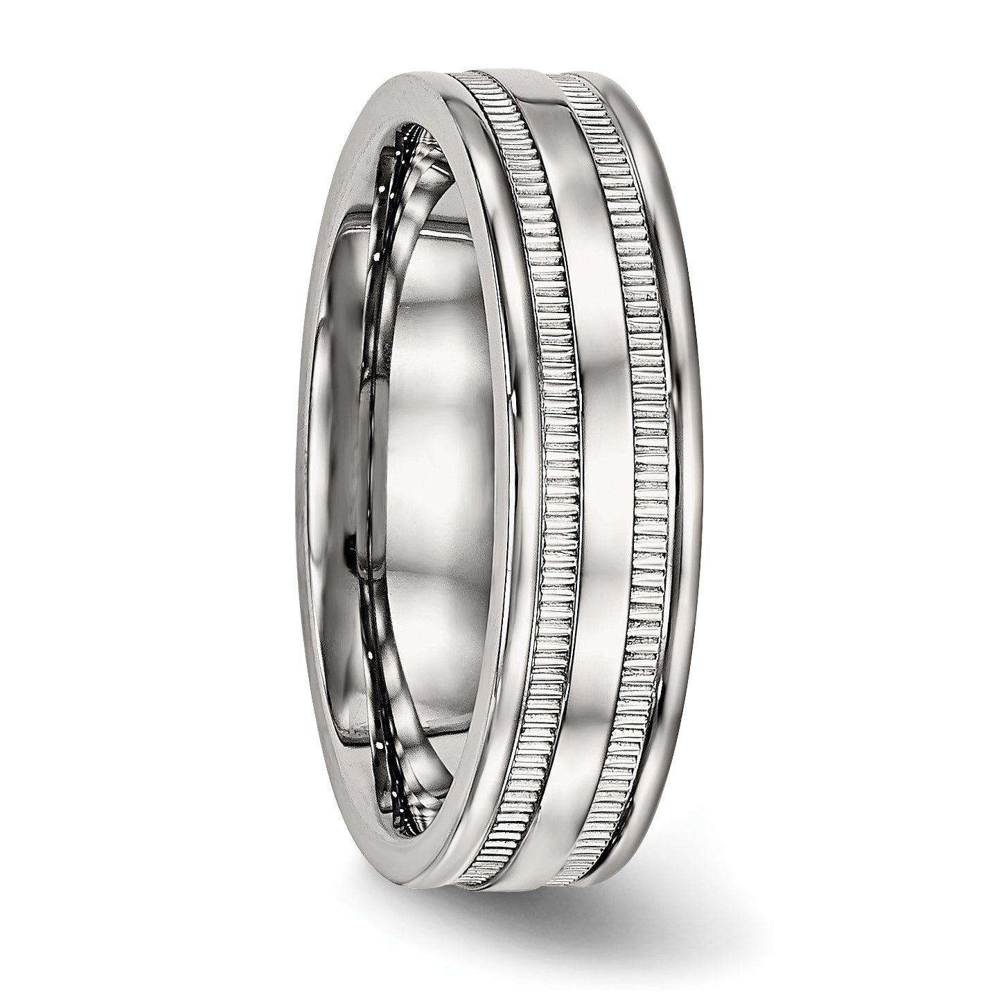 Edelstahl Poliert 6mm Gerillt Ring