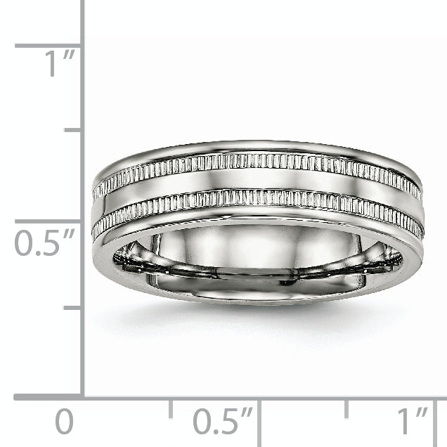 Edelstahl Poliert 6mm Gerillt Ring