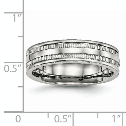 Edelstahl Poliert 6mm Gerillt Ring