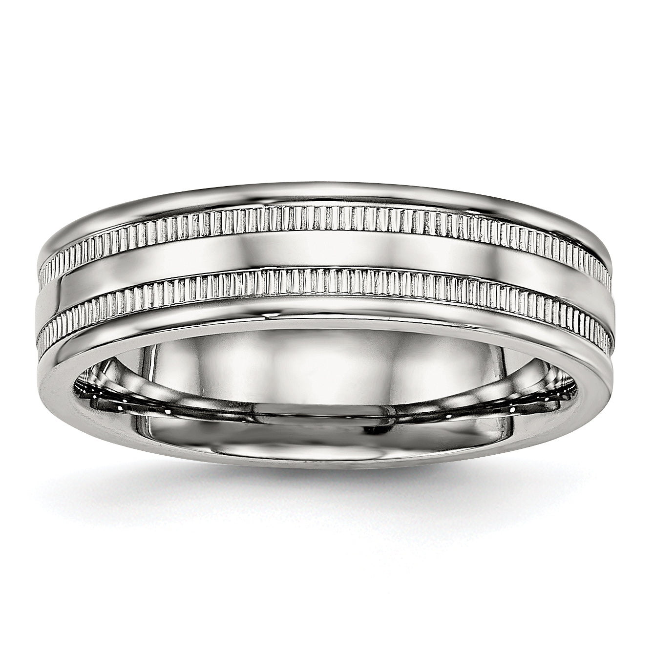 Edelstahl Poliert 6mm Gerillt Ring