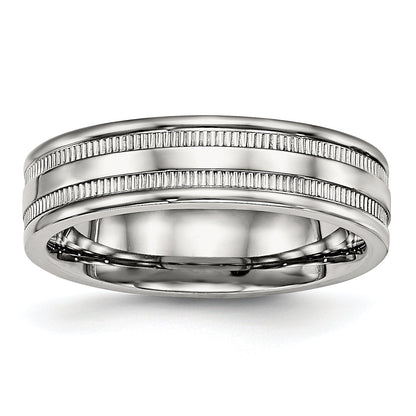 Edelstahl Poliert 6mm Gerillt Ring
