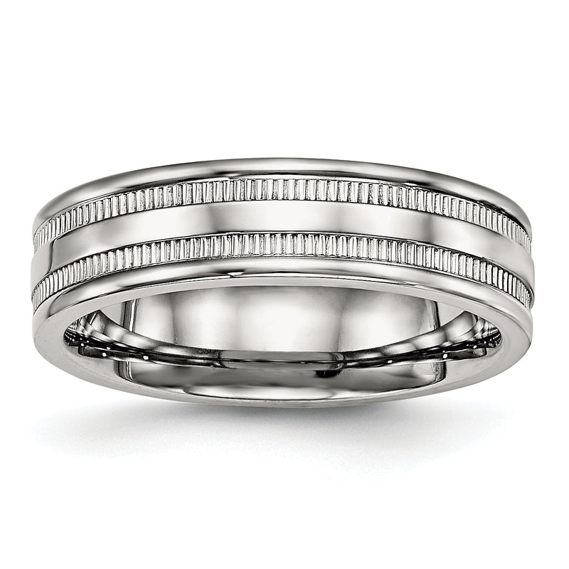 Edelstahl Poliert 6mm Gerillt Ring
