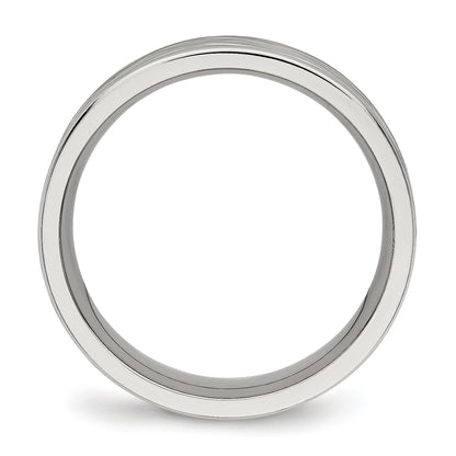 Edelstahl Gebürstet und Poliert Diamantiert 6.5mm Ring