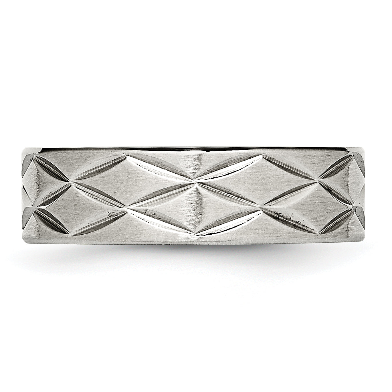 Edelstahl Gebürstet und Poliert Diamantiert 6.5mm Ring