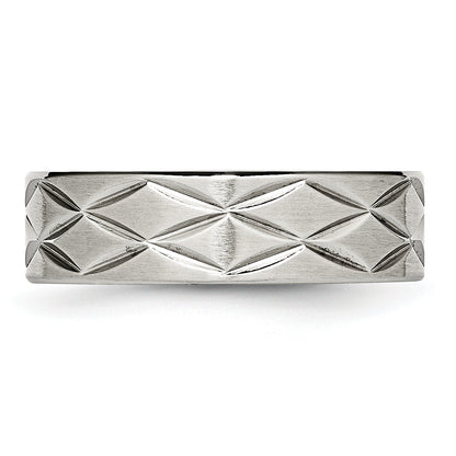Edelstahl Gebürstet und Poliert Diamantiert 6.5mm Ring