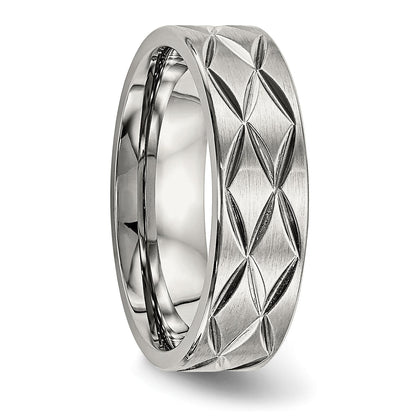 Edelstahl Gebürstet und Poliert Diamantiert 6.5mm Ring