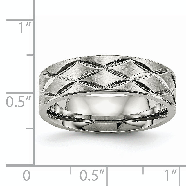 Edelstahl Gebürstet und Poliert Diamantiert 6.5mm Ring