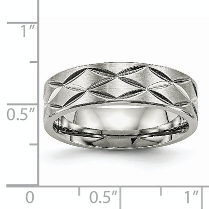 Edelstahl Gebürstet und Poliert Diamantiert 6.5mm Ring