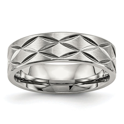 Edelstahl Gebürstet und Poliert Diamantiert 6.5mm Ring