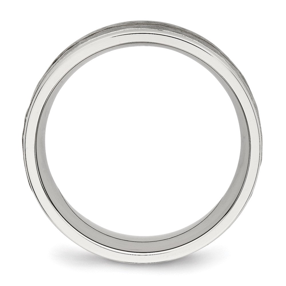Edelstahl Poliert und Gehämmert 8mm Gerillt Ring