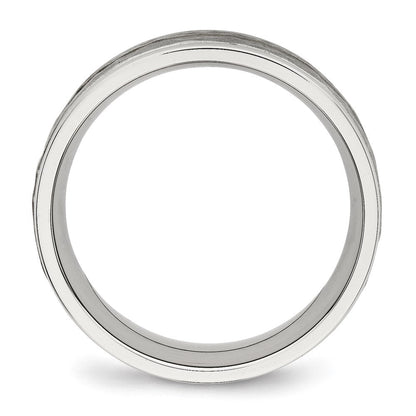 Edelstahl Poliert und Gehämmert 8mm Gerillt Ring