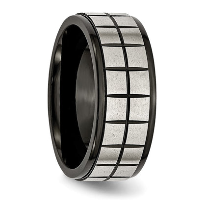Edelstahl Gebürstet Schwarz Ip Beschichtet 9mm Ring