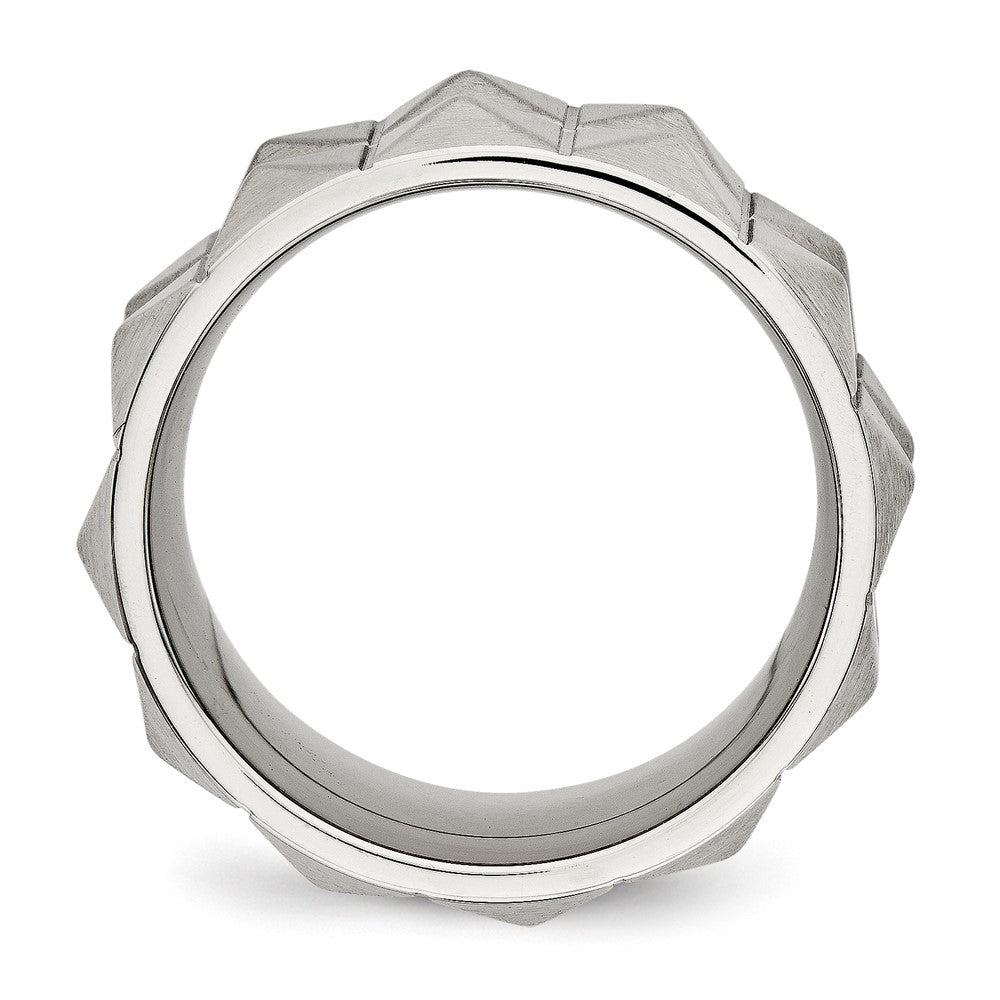 Edelstahl Gebürstet und Gerillt 12 Studded Ring