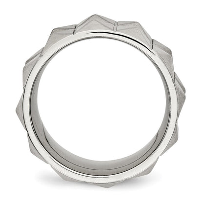 Edelstahl Gebürstet und Gerillt 12 Studded Ring