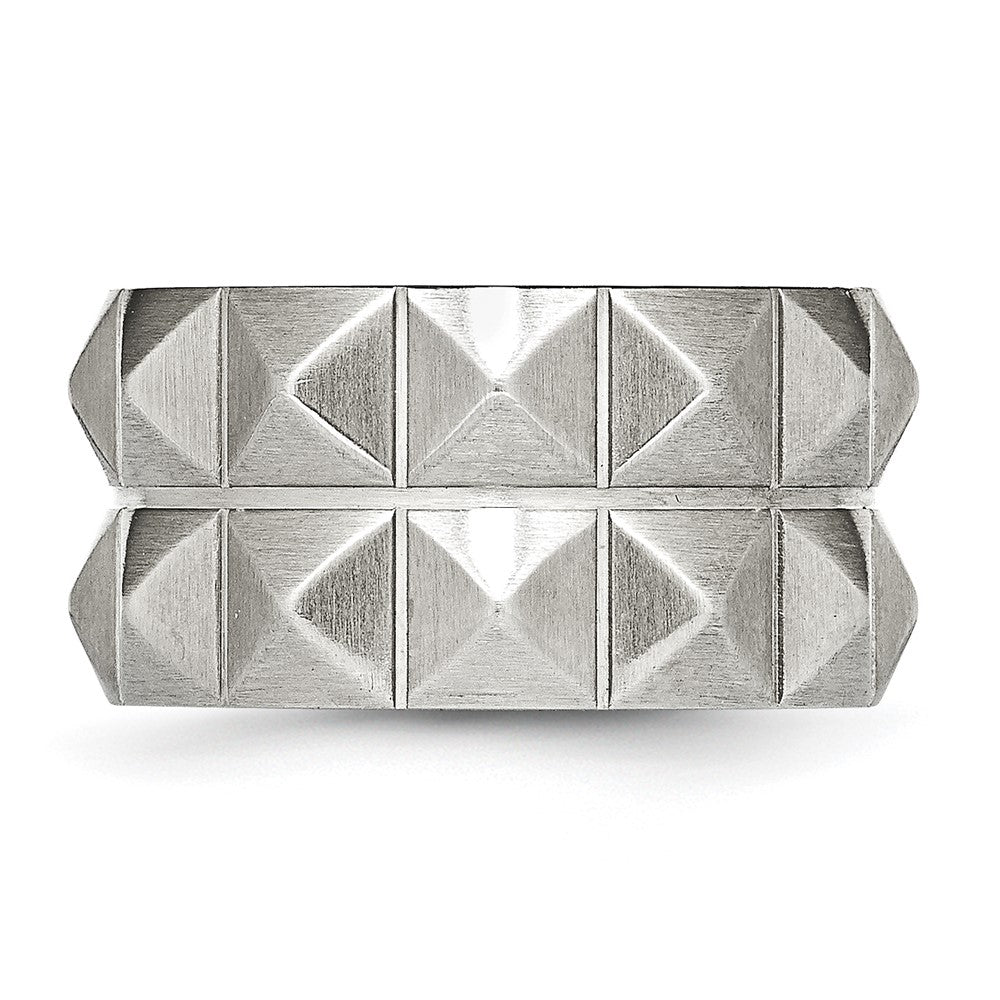 Edelstahl Gebürstet und Gerillt 12 Studded Ring