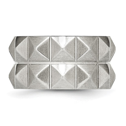 Edelstahl Gebürstet und Gerillt 12 Studded Ring
