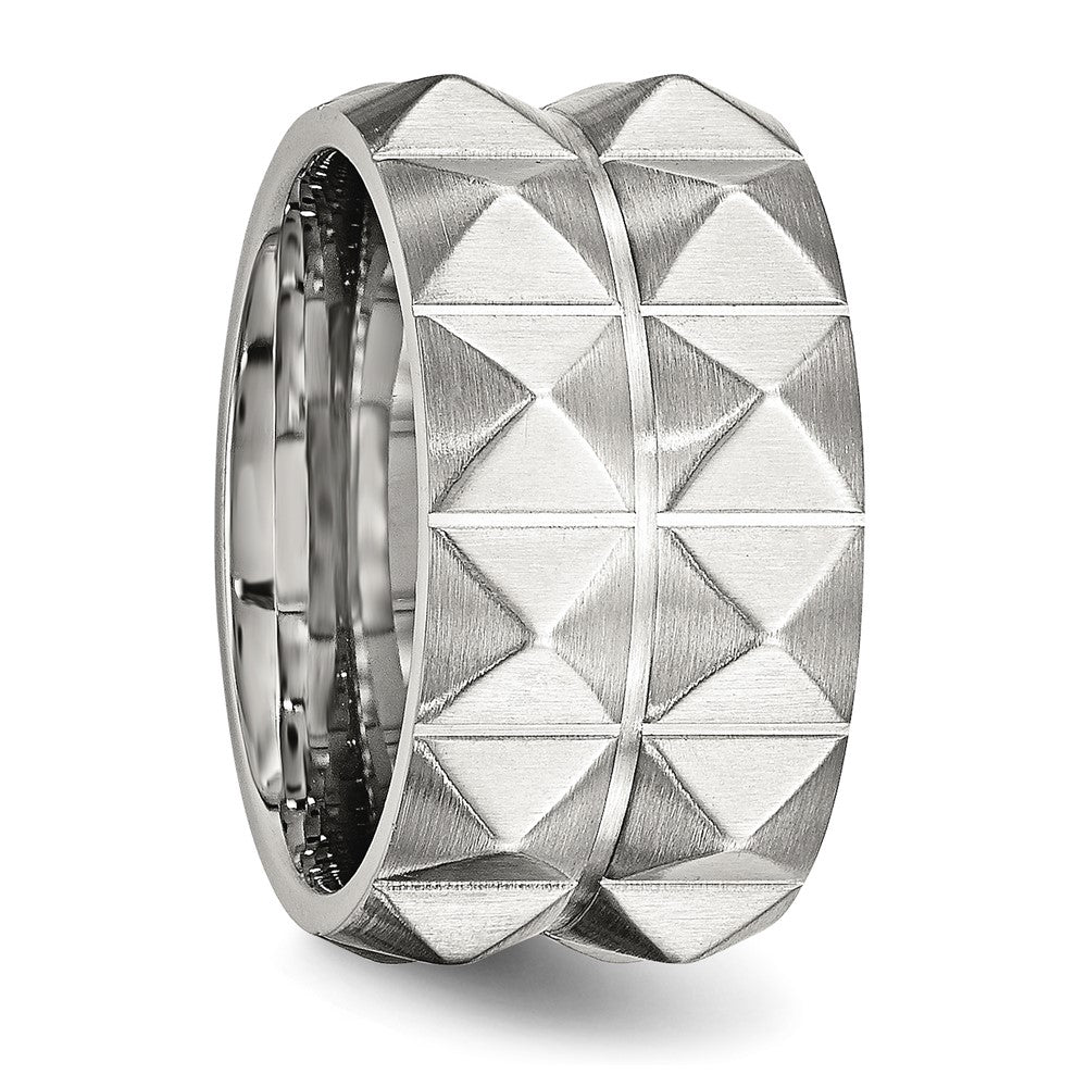 Edelstahl Gebürstet und Gerillt 12 Studded Ring