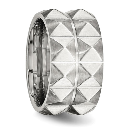 Edelstahl Gebürstet und Gerillt 12 Studded Ring